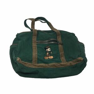 Vintage Disney Mickey Unlimited Green and Brown Duffle Bag